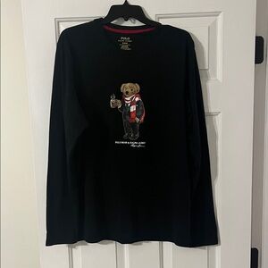 Men’s Black Polo Bear Long Sleeve Shirt